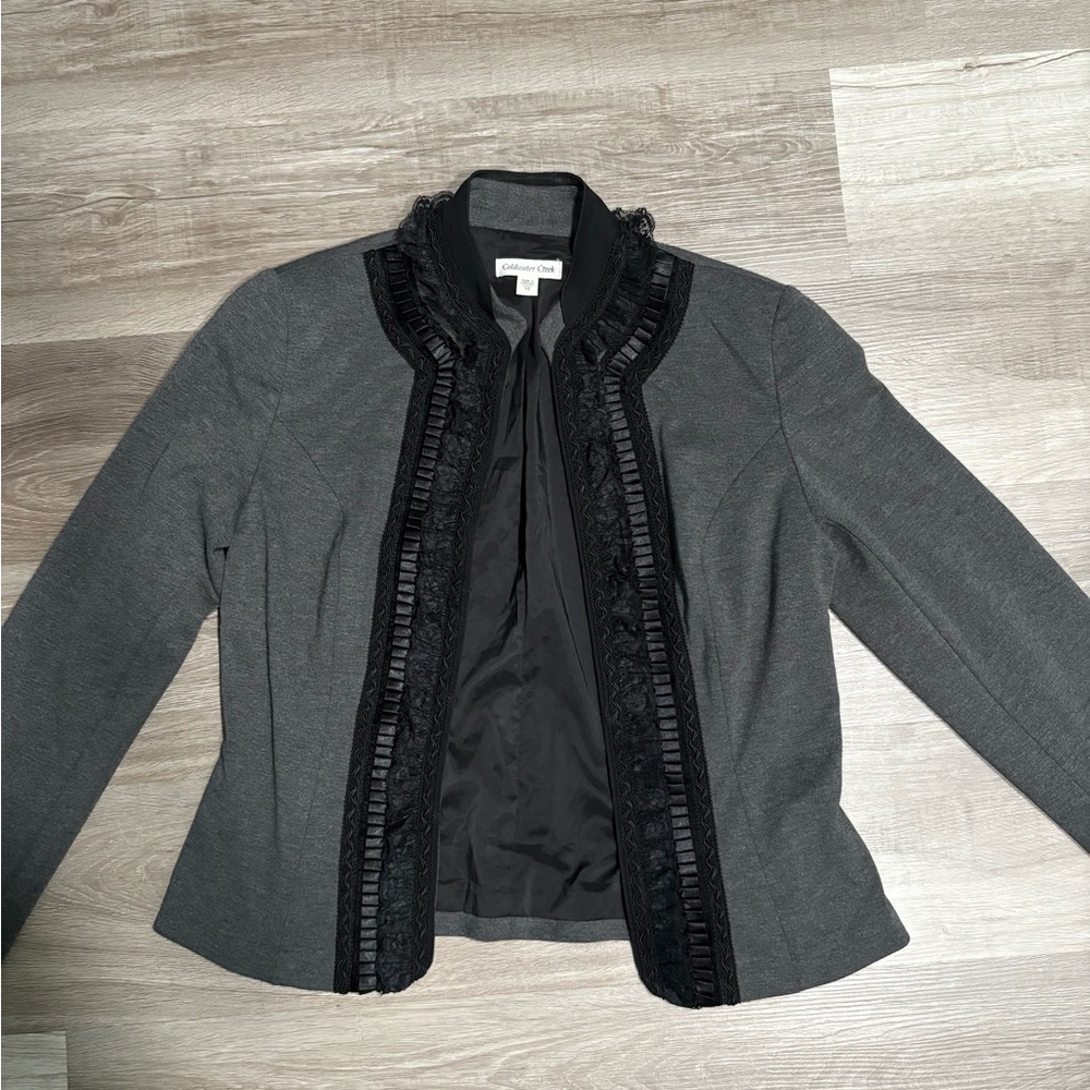 Coldwater Creek Charcoal Blazer with Black Accents
